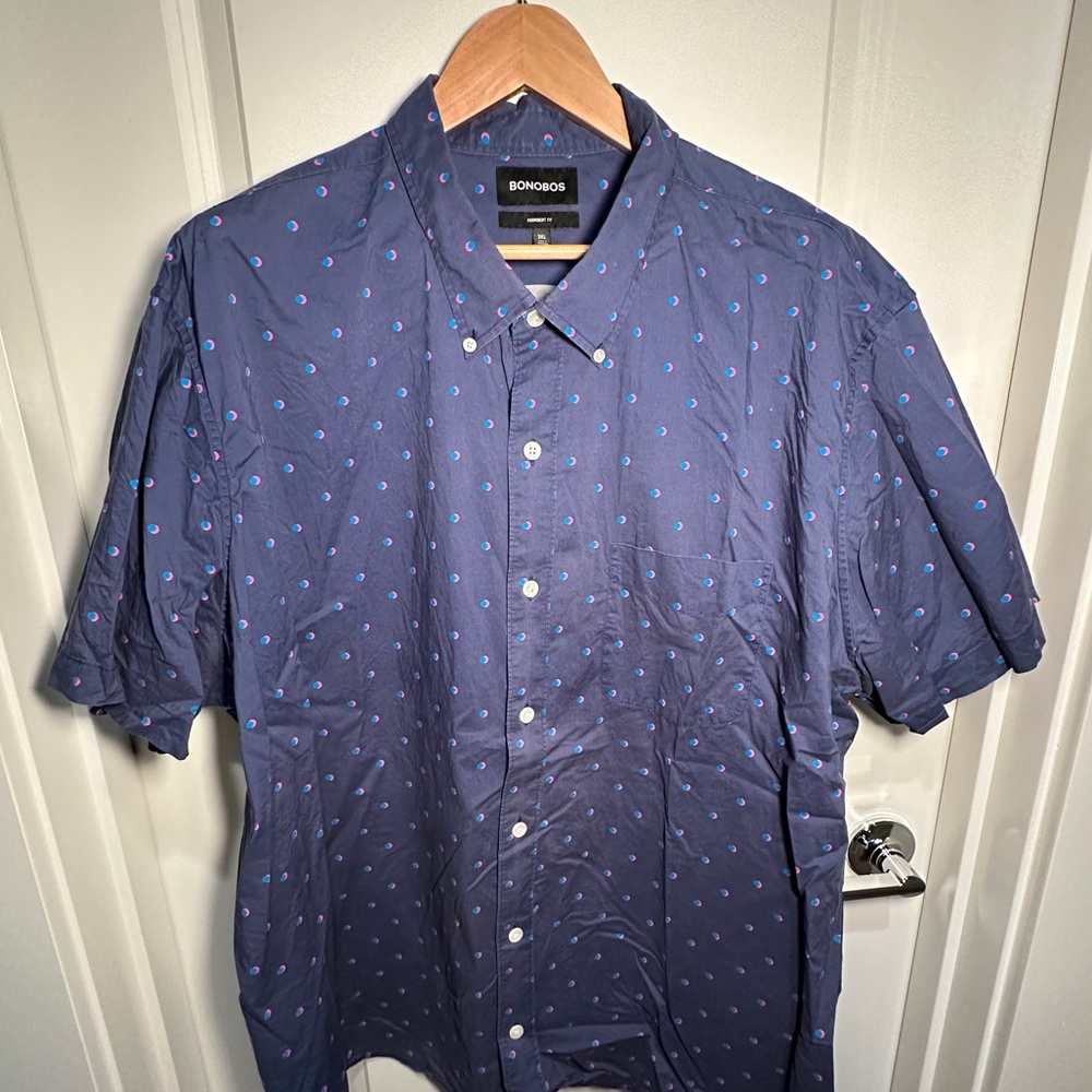 Bonobos - Eclipse Navy Blue Button Down Shirt, Me… - image 2